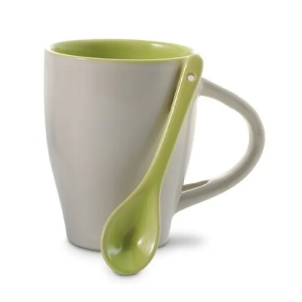  Ceramic mug 300 ml with spoon light green