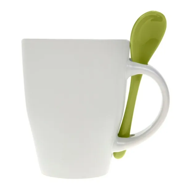  Ceramic mug 300 ml with spoon light green