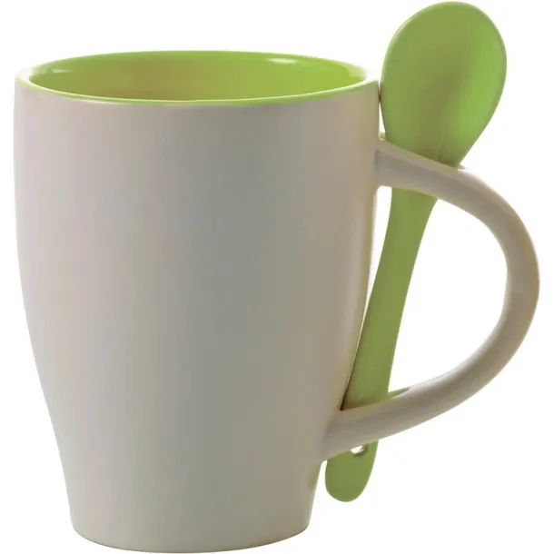  Ceramic mug 300 ml with spoon light green