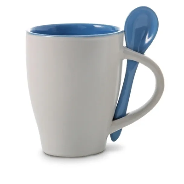  Ceramic mug 300 ml with spoon blue