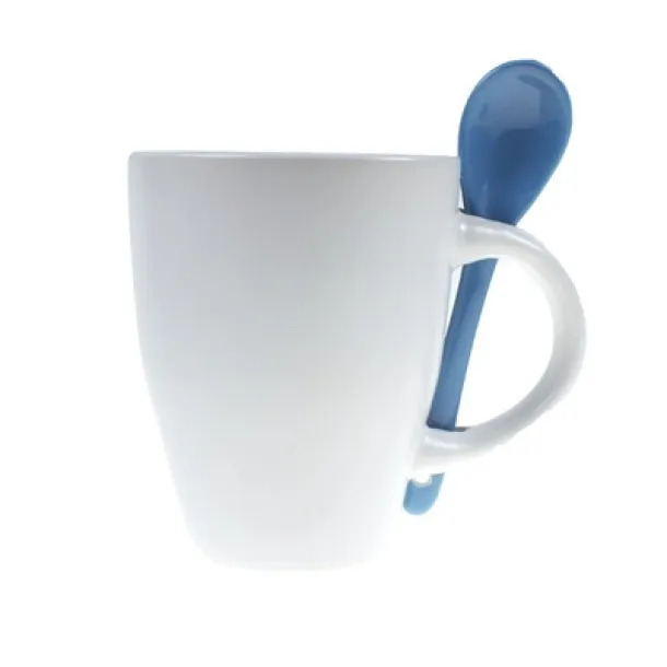  Ceramic mug 300 ml with spoon blue