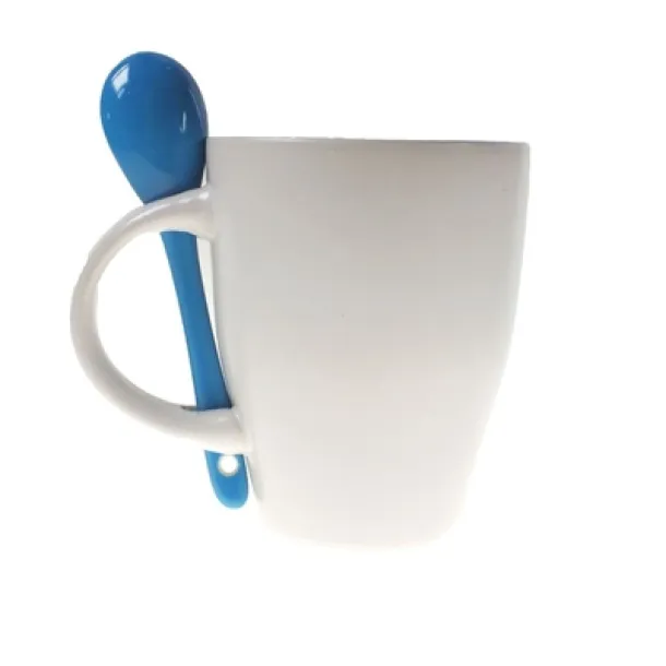  Ceramic mug 300 ml with spoon blue