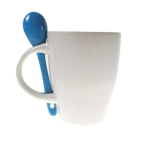  Ceramic mug 300 ml with spoon blue