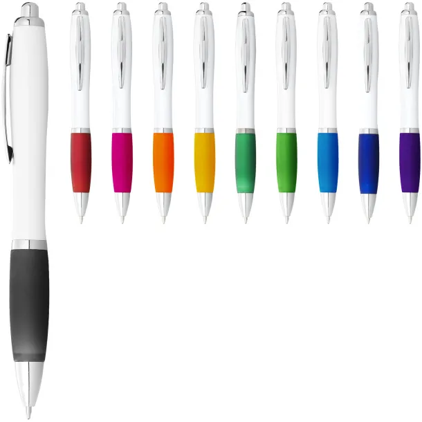 Nash ballpoint pen white barrel and coloured grip White Green