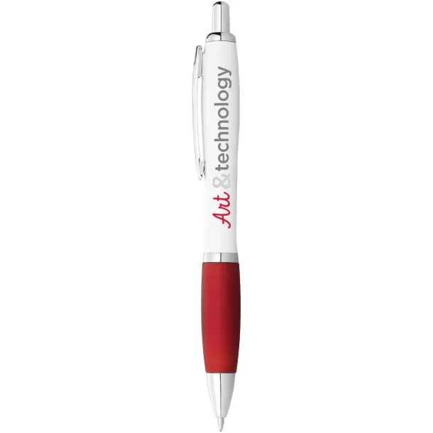 Nash ballpoint pen white barrel and coloured grip - Unbranded White Red