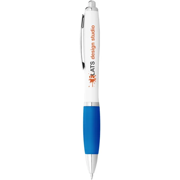 Nash ballpoint pen white barrel and coloured grip White Aqua