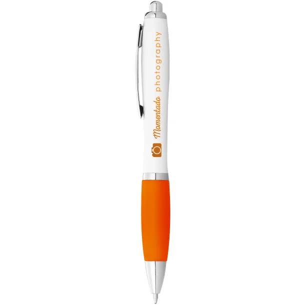 Nash ballpoint pen white barrel and coloured grip - Unbranded White Orange