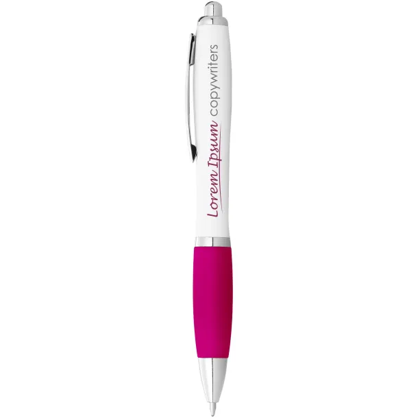 Nash ballpoint pen white barrel and coloured grip White Pink