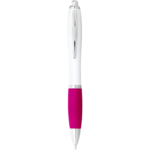 Nash ballpoint pen white barrel and coloured grip White Pink