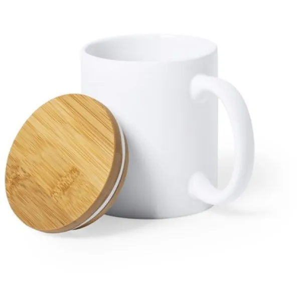  Ceramic mug 370 ml with bamboo lid white