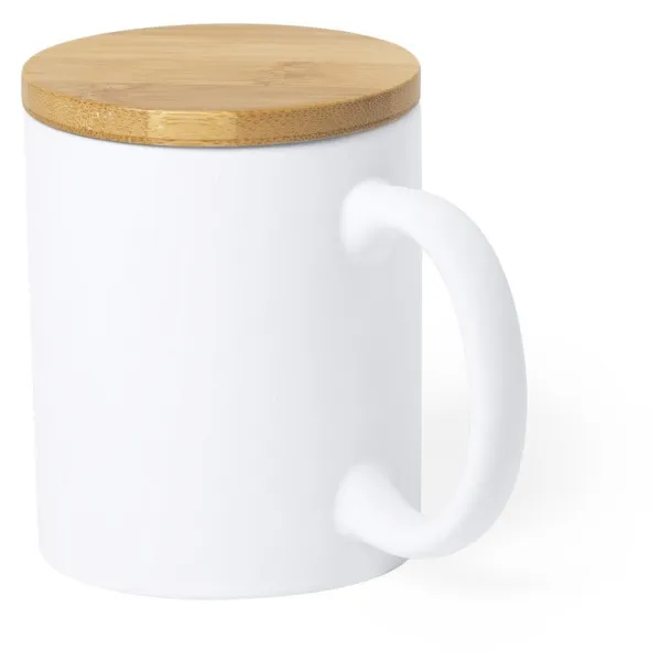  Ceramic mug 370 ml with bamboo lid white