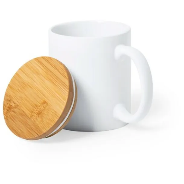  Ceramic mug 370 ml with bamboo lid white