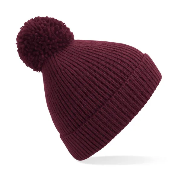  Engineered Knit Ribbed Pom Pom Beanie - Beechfield Burgundy