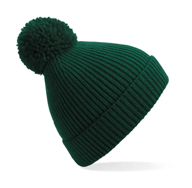  Engineered Knit Ribbed Pom Pom Beanie - Beechfield Bottle Green