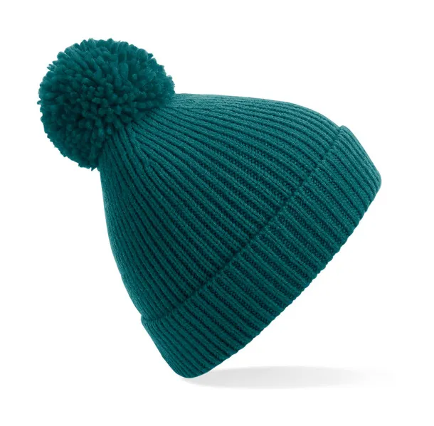  Engineered Knit Ribbed Pom Pom Beanie - Beechfield Ocean Green