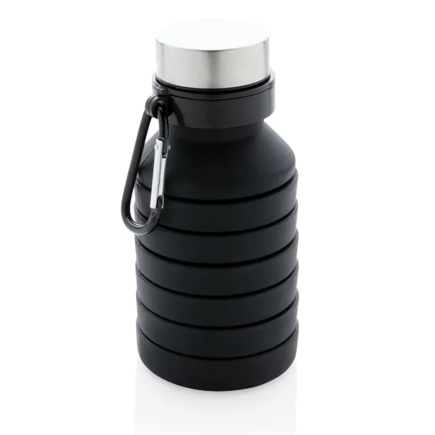  nepropusna sklopiva silikonska boca s čepom, 550 ml - XD Collection Crna