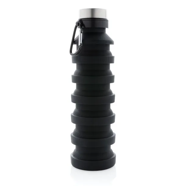  Leakproof collapsible silicon bottle with lid - XD Collection Black 