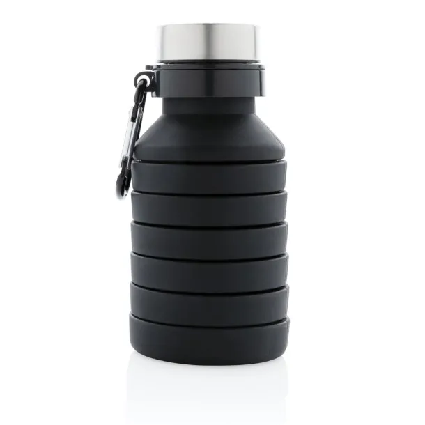  nepropusna sklopiva silikonska boca s čepom, 550 ml - XD Collection Crna