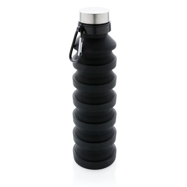  nepropusna sklopiva silikonska boca s čepom, 550 ml - XD Collection Crna