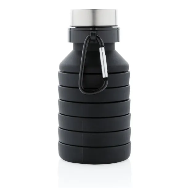  nepropusna sklopiva silikonska boca s čepom, 550 ml - XD Collection Crna
