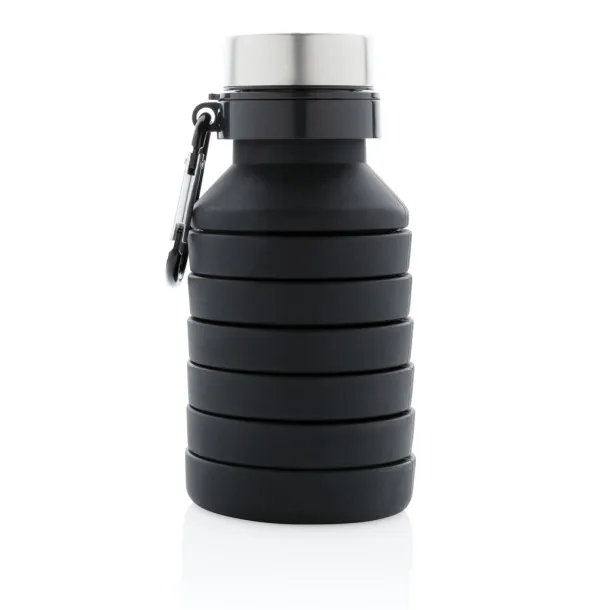  nepropusna sklopiva silikonska boca s čepom, 550 ml - XD Collection Crna
