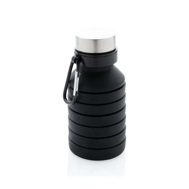  nepropusna sklopiva silikonska boca s čepom, 550 ml - XD Collection Crna