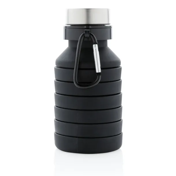 nepropusna sklopiva silikonska boca s čepom, 550 ml - XD Collection Crna