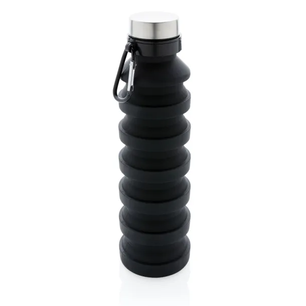  nepropusna sklopiva silikonska boca s čepom, 550 ml - XD Collection Crna