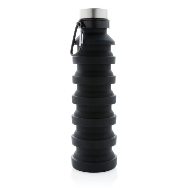  Leakproof collapsible silicon bottle with lid - XD Collection Black 