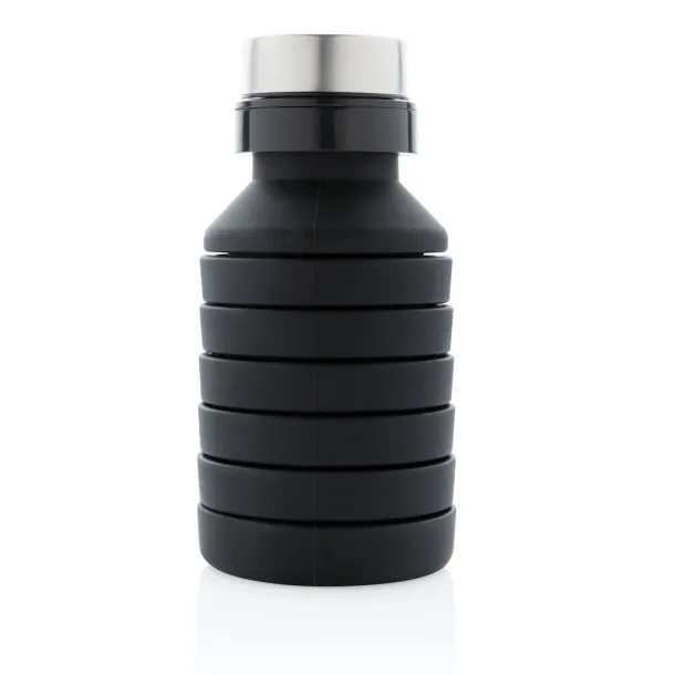  nepropusna sklopiva silikonska boca s čepom, 550 ml - XD Collection Crna