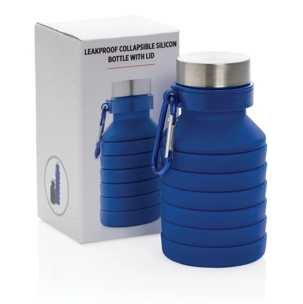  Leakproof collapsible silicon bottle with lid - XD Collection Blue 