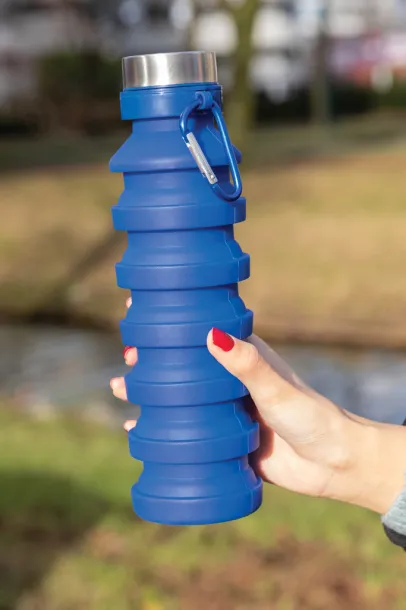  nepropusna sklopiva silikonska boca s čepom, 550 ml - XD Collection Plava