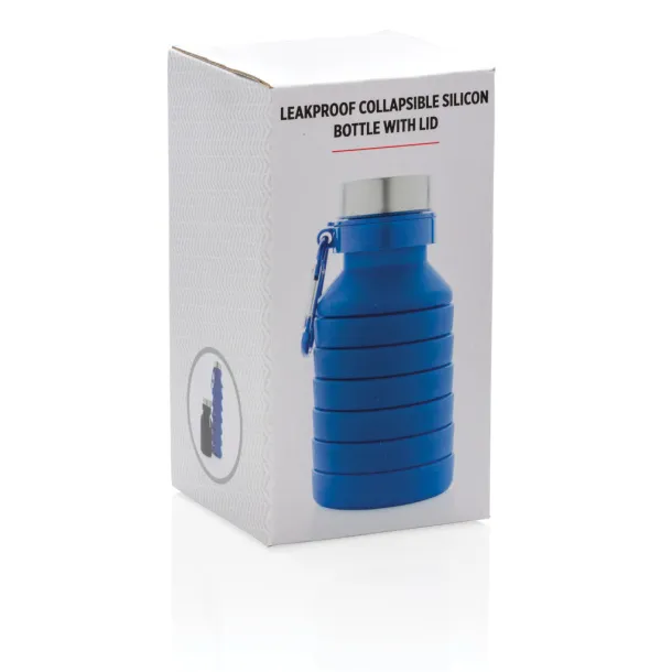  nepropusna sklopiva silikonska boca s čepom, 550 ml - XD Collection Plava