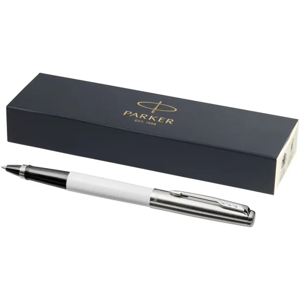 Jotter plastic with stainless steel rollerbal pen - Parker White