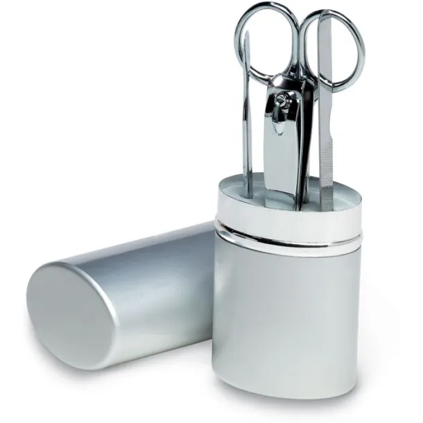 SILKIN Manicure set in tube Matt Silver