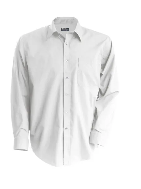  MEN'S LONG-SLEEVED COTTON POPLIN SHIRT - Kariban White