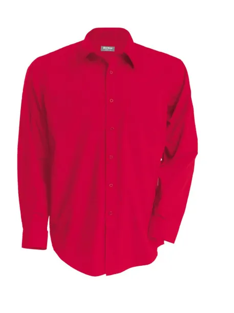  MEN'S LONG-SLEEVED COTTON POPLIN SHIRT - Kariban Klasična crvena