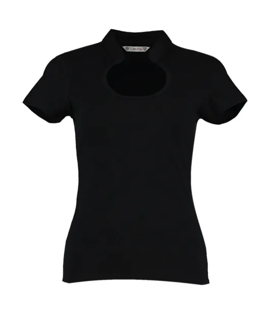  Regular Fit Keyhole Neck Top - Kustom Kit Black