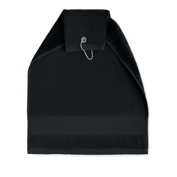 HITOWGO Cotton golf towel with hanger Black