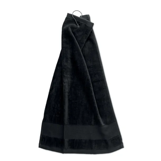 HITOWGO Cotton golf towel with hanger Black