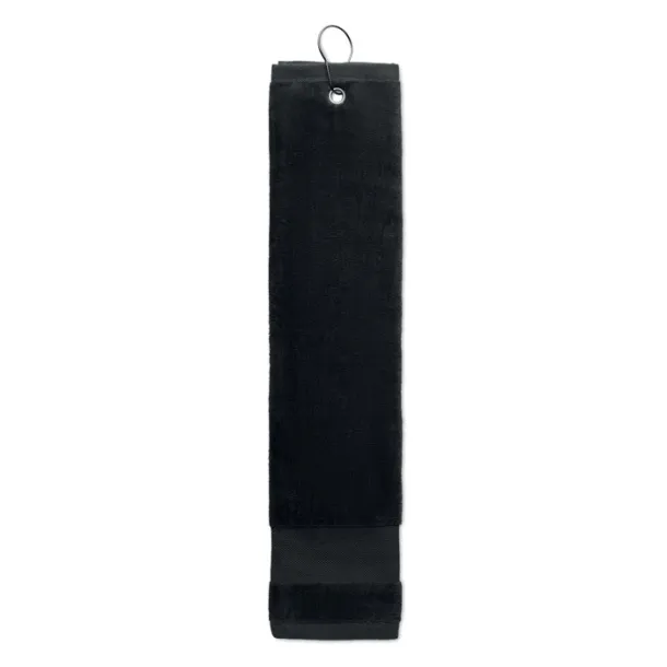 HITOWGO Cotton golf towel with hanger Black