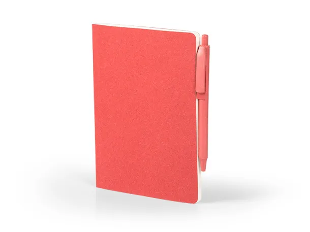 GRAIN biodegradable notebook with biodegradable ball pen Red