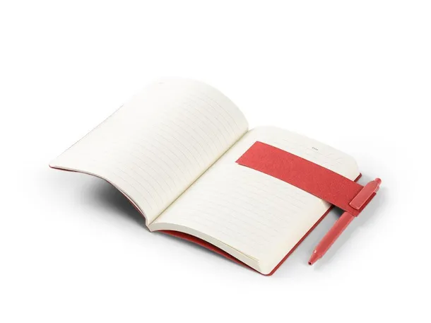 GRAIN biodegradable notebook with biodegradable ball pen Red