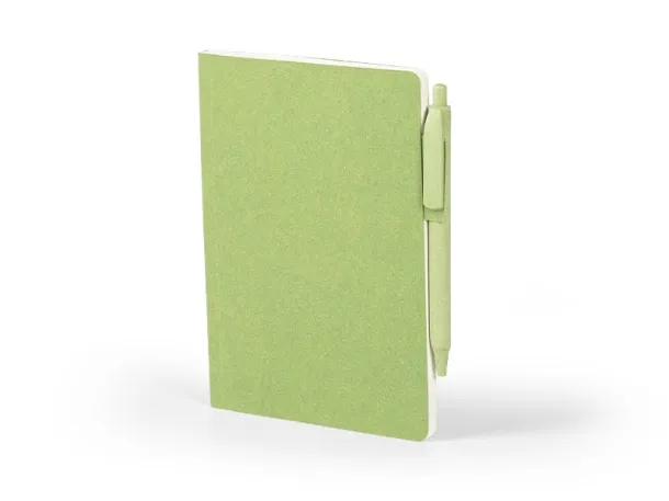 GRAIN biodegradable notebook with biodegradable ball pen Kiwi