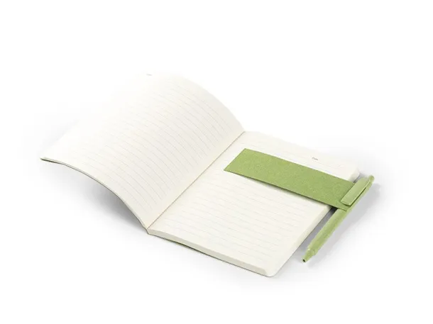 GRAIN biodegradable notebook with biodegradable ball pen Kiwi