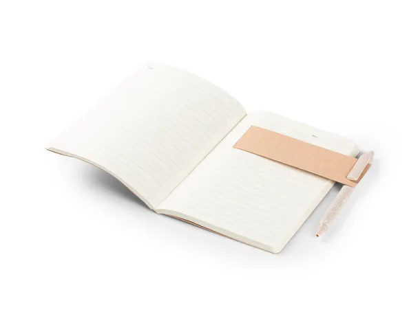 GRAIN biodegradable notebook with biodegradable ball pen Cream Bež