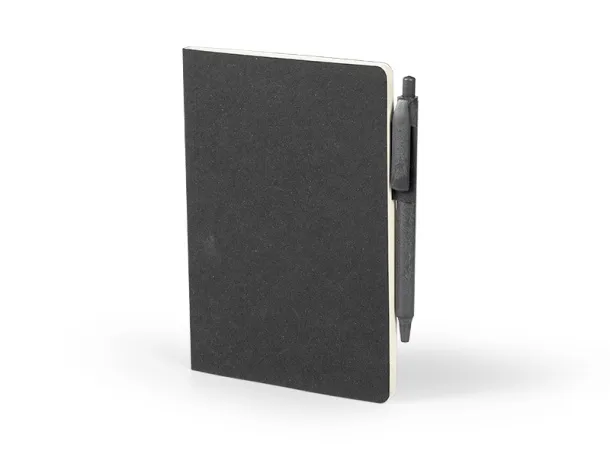 GRAIN biodegradable notebook with biodegradable ball pen Black