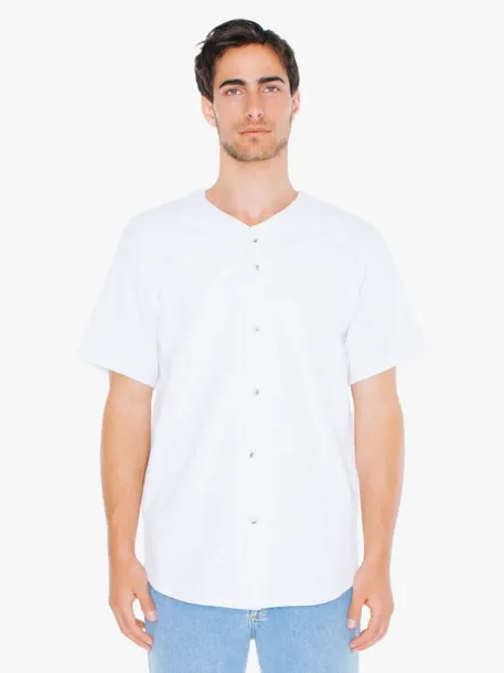  UNISEX THICK KNIT BASEBALL JERSEY - American Apparel White