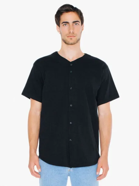  UNISEX THICK KNIT BASEBALL JERSEY - American Apparel Black