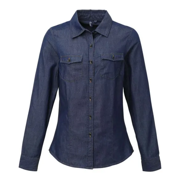  WOMEN'S JEANS STITCH DENIM SHIRT - Premier Indigo Denim